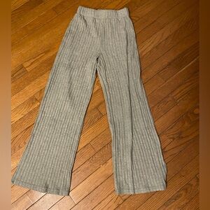 Ribbed Wide-Leg Pants - Gray